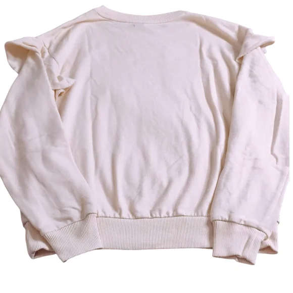 Aerie Cream Ruffle Sleeve Sweatshirt Women's Size Small Relaxed Comfy Fit Cozy - Picture 4 of 9